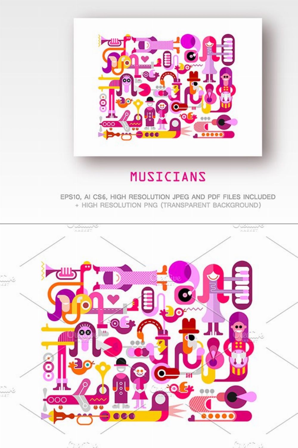 Musicians  vector illustration pinterest preview image.