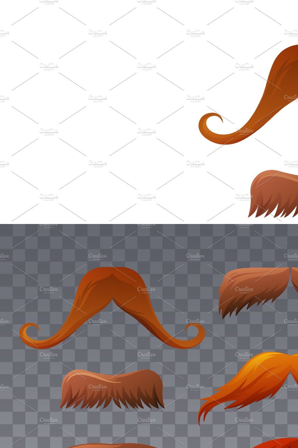 Mustache icons, vector set pinterest preview image.