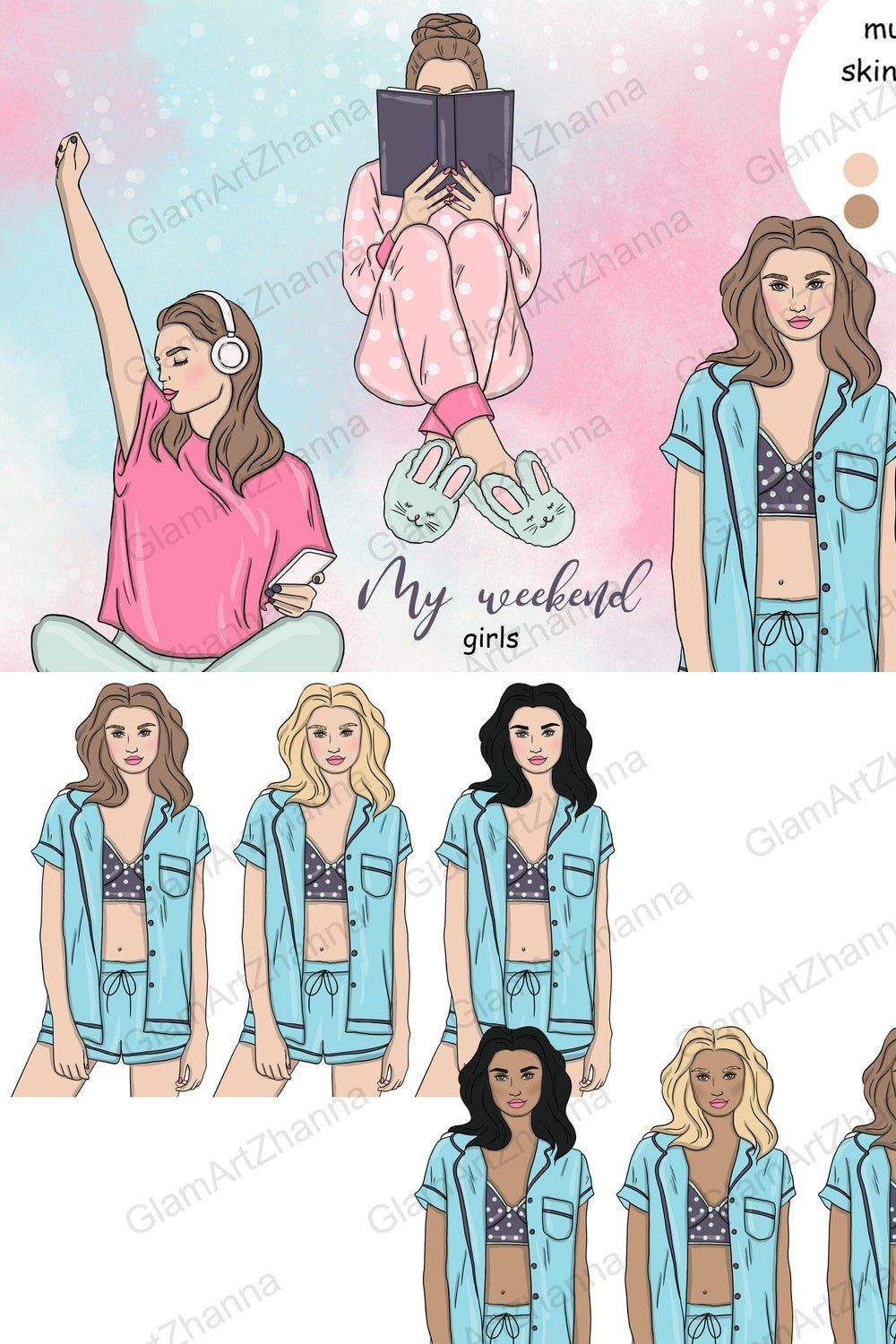 My Weekend Clipart | Girls Planner pinterest preview image.
