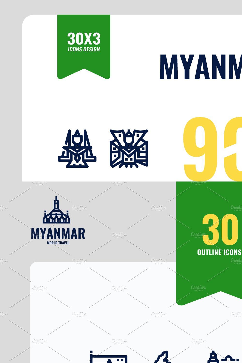 Myanmar 90 Icons pinterest preview image.