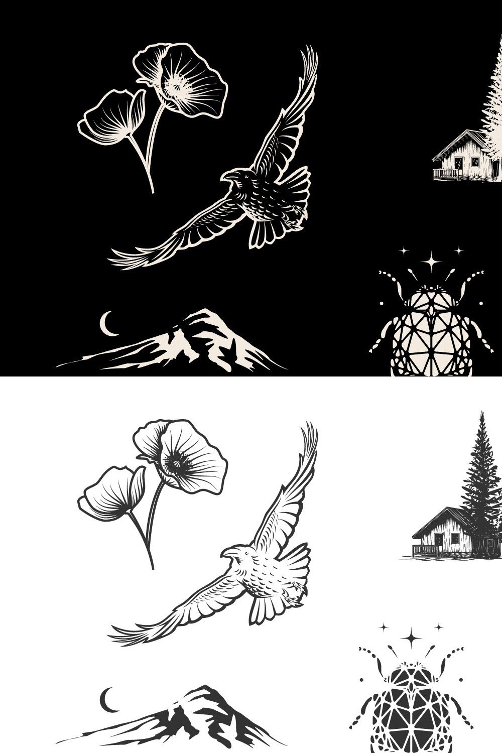 Mystery Nature vector clip art. pinterest preview image.