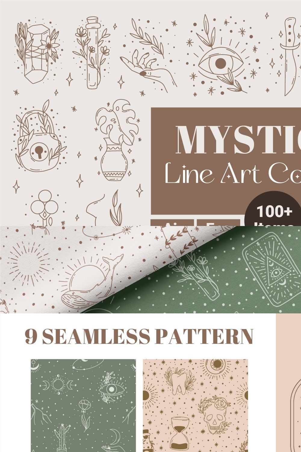 Mystical Line Art Collection pinterest preview image.