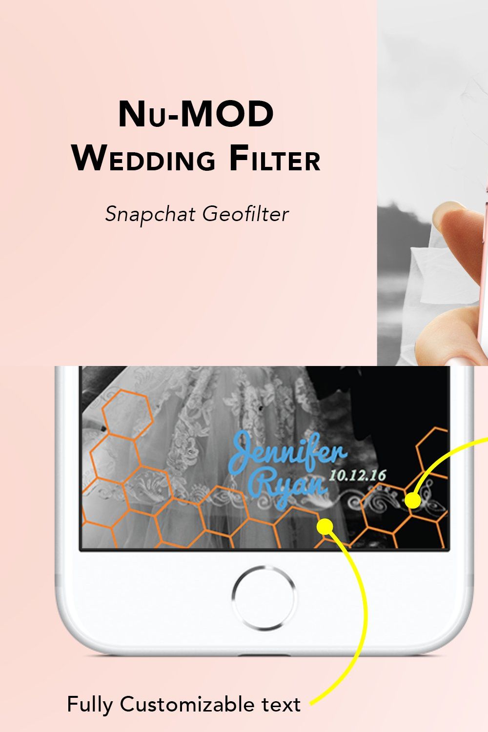 Nu-Mod Wedding Geofilter pinterest preview image.
