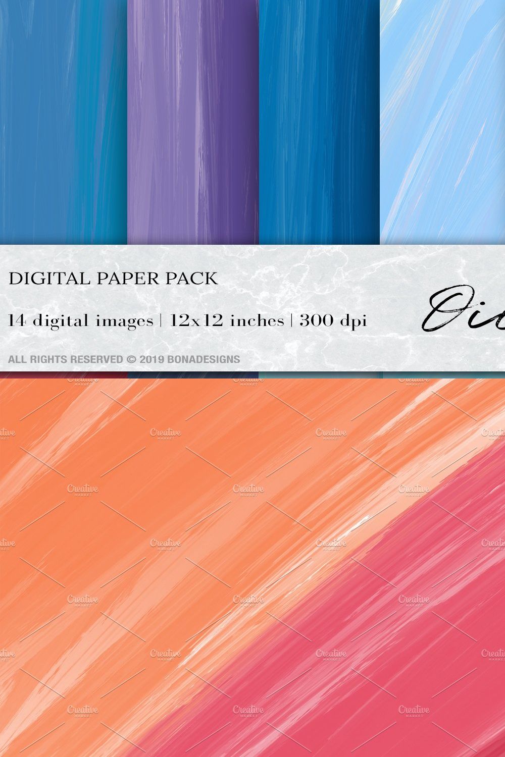 Oil Painting Digital Papers pinterest preview image.