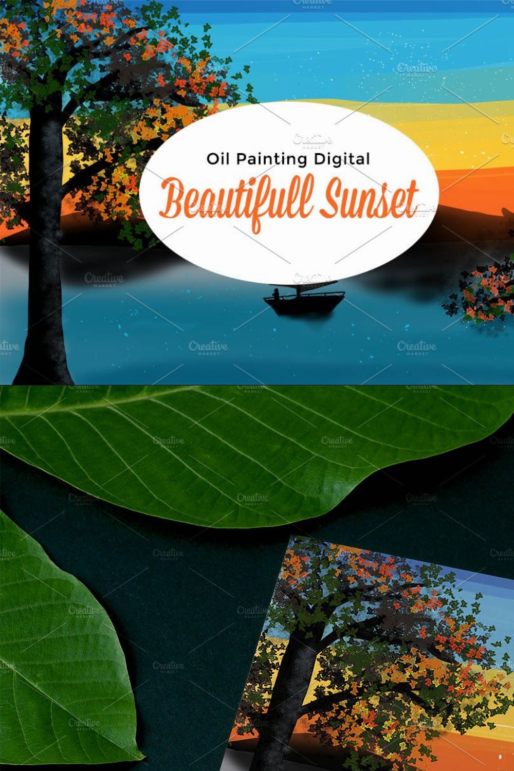 Oil Painting On Beautiful Sunset pinterest preview image.