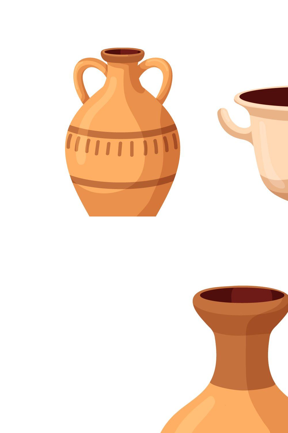 Old ancient pottery vases, jugs set pinterest preview image.