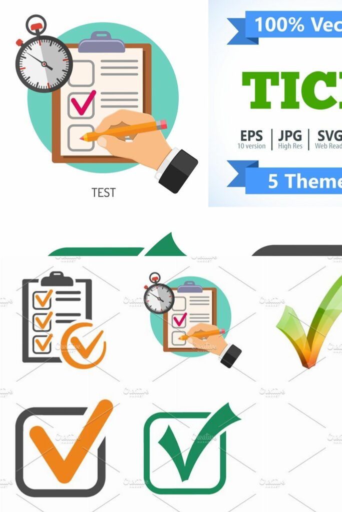 Online Test Concepts and Ticks Icons – MasterBundles