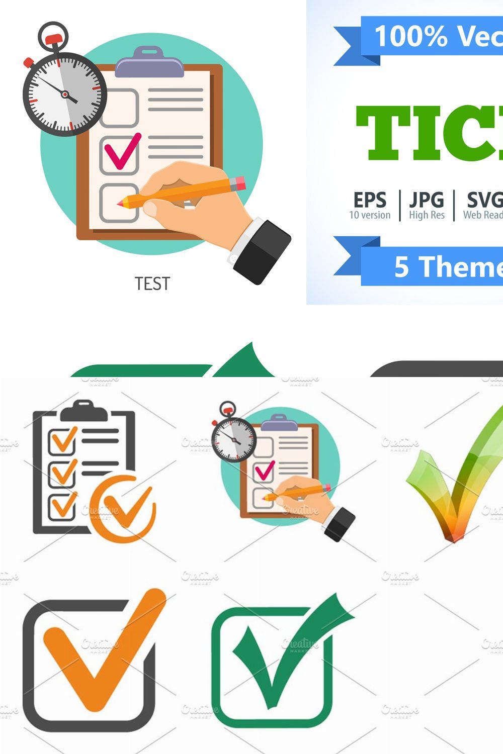 Online Test Concepts and Ticks Icons pinterest preview image.