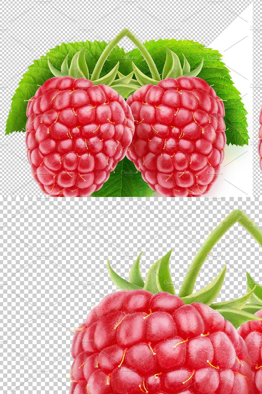 Pairs of raspberries pinterest preview image.