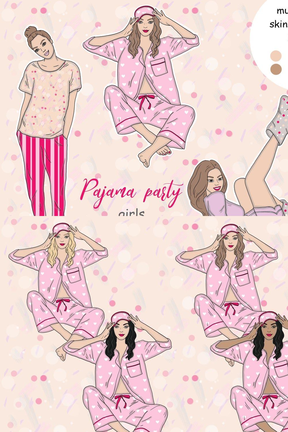Pajama Party Girls Clipart pinterest preview image.