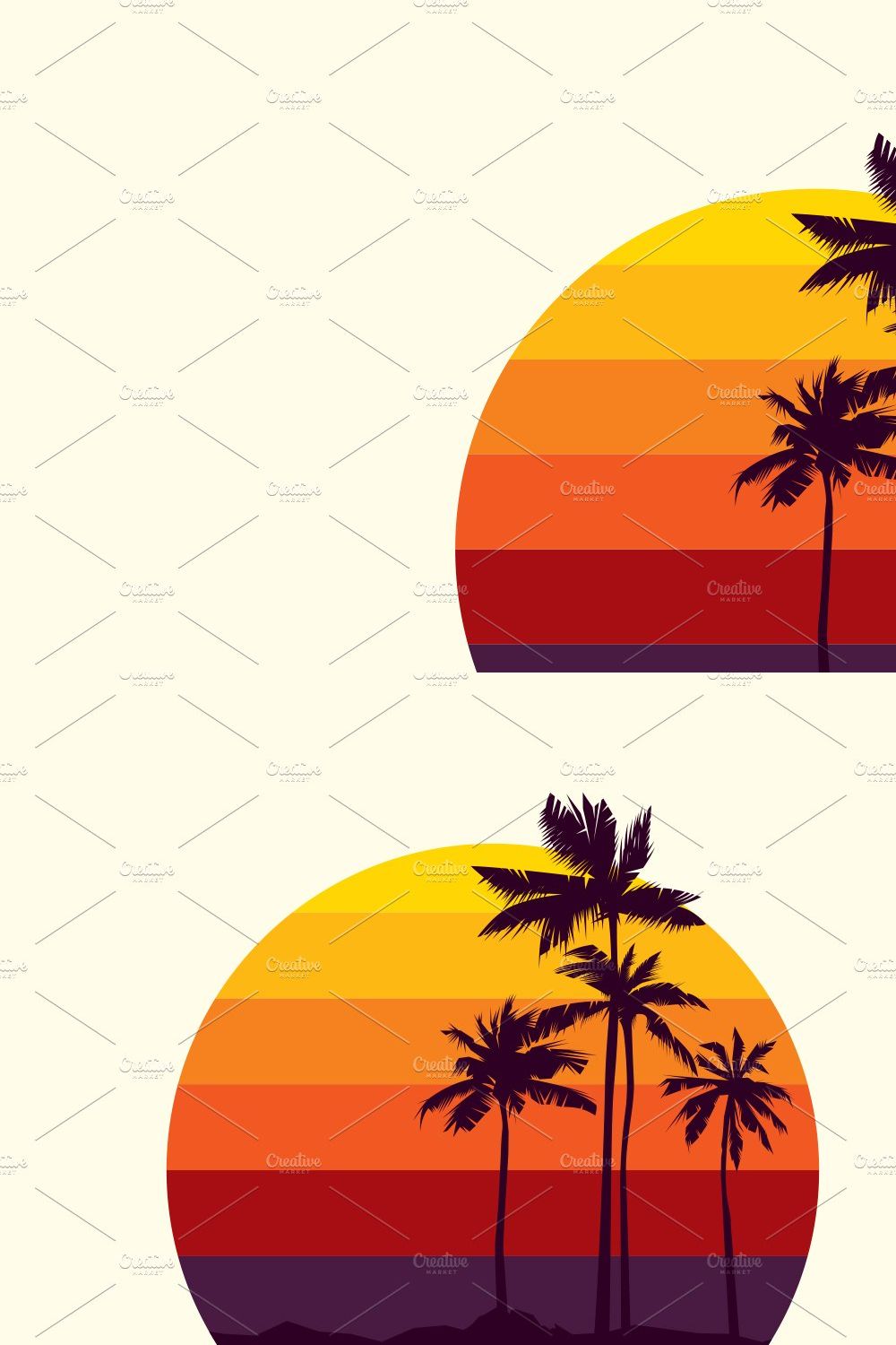 PALM TREES SEA SUNSET T-SHIRT DESIGN pinterest preview image.