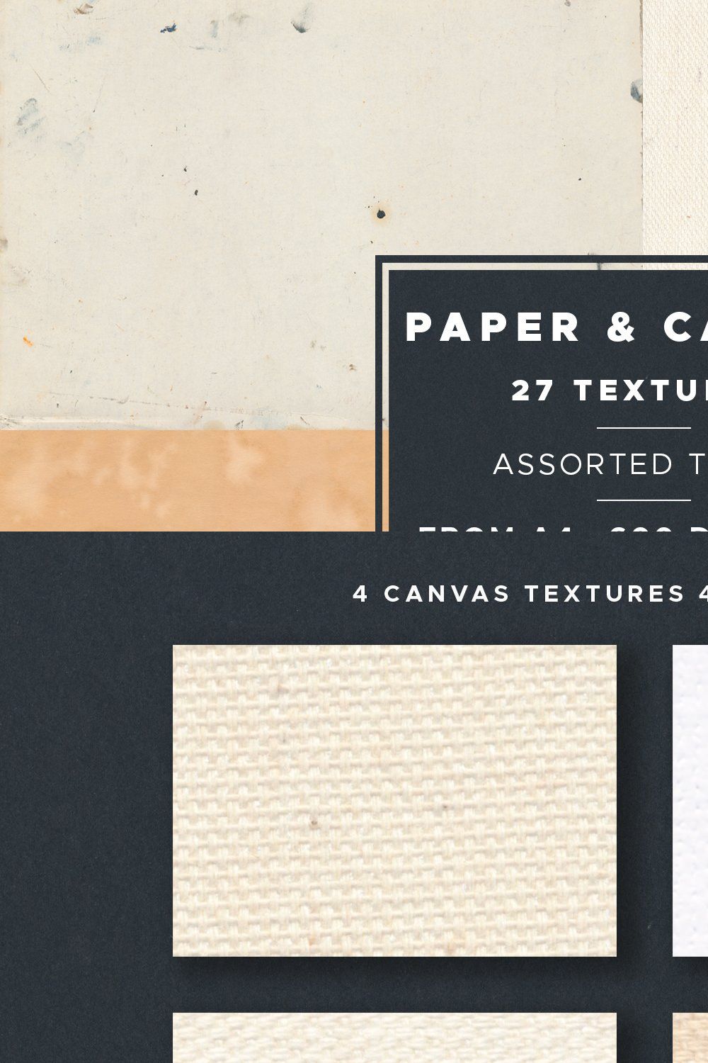 Paper & Canvas Textured Backgrounds pinterest preview image.