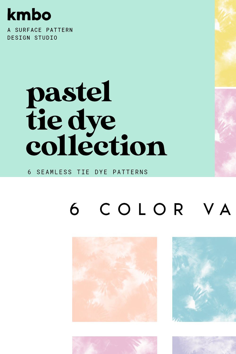 Pastel Tie Dye Pattern Collection pinterest preview image.