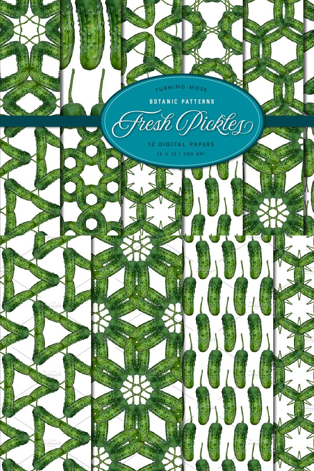Pickle Patterns - Digital Paper pinterest preview image.