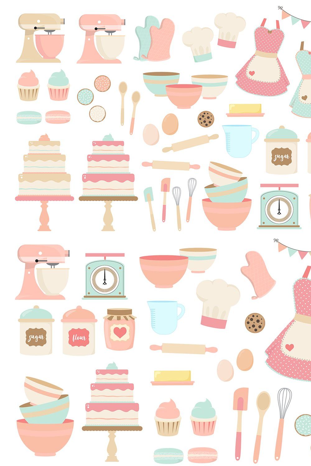 Pink and Blue Baking Clipart pinterest preview image.