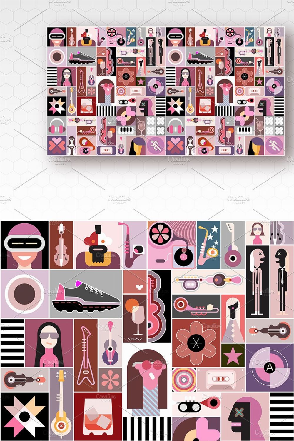 Pop Art Background vector collage pinterest preview image.