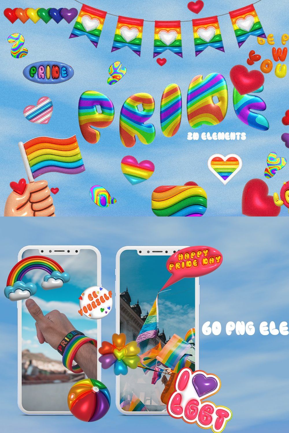 Pride - 3D Elements Collection pinterest preview image.