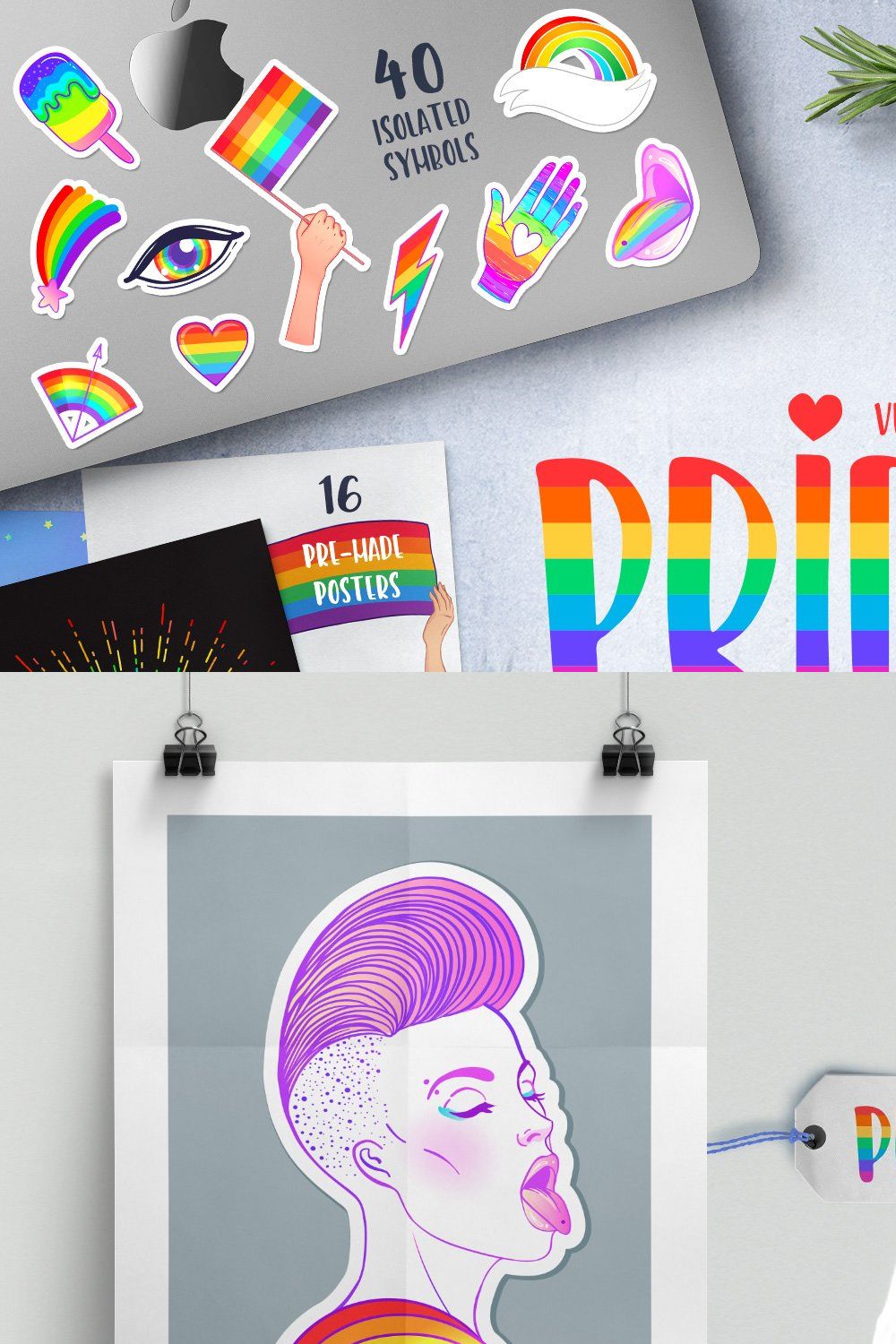 PRIDE. Vector set of 88. pinterest preview image.