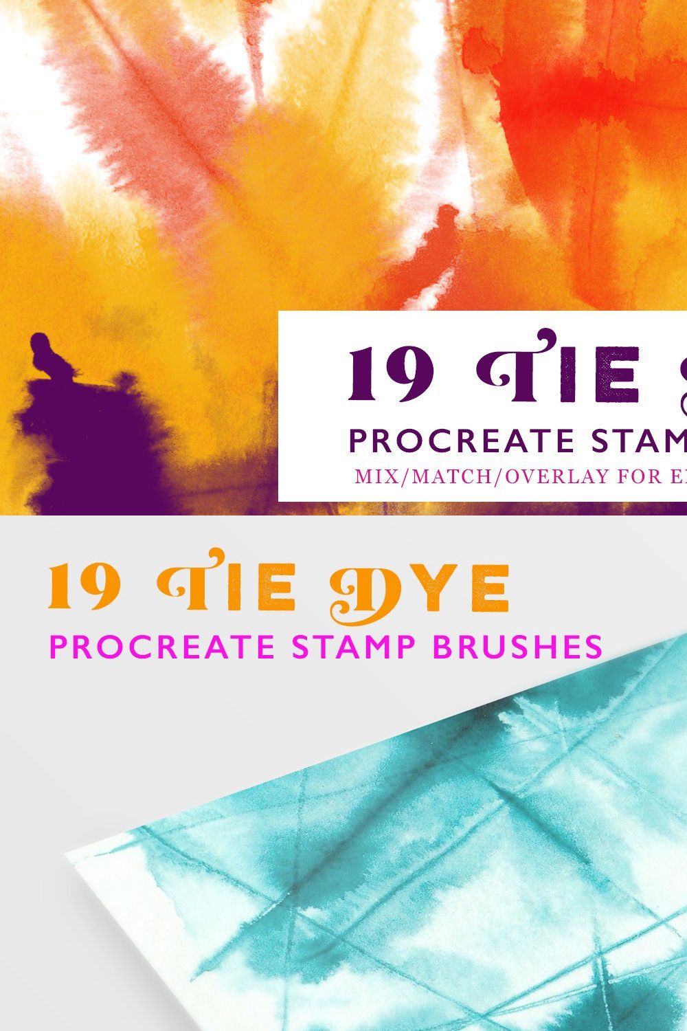Procreate Tie Dye Stamp Brushes pinterest preview image.