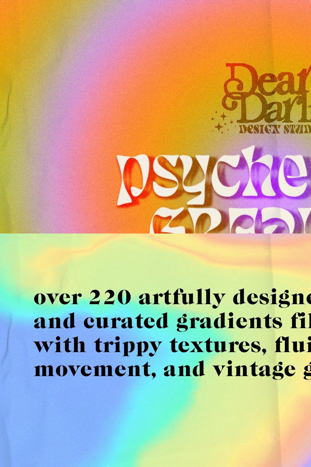 Psychedelic Gradient - 70s design pinterest preview image.