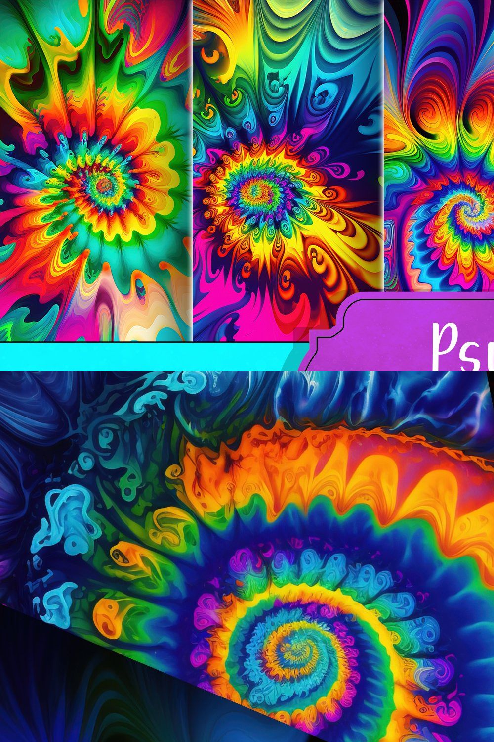 Psychedelic Tie Dye pinterest preview image.