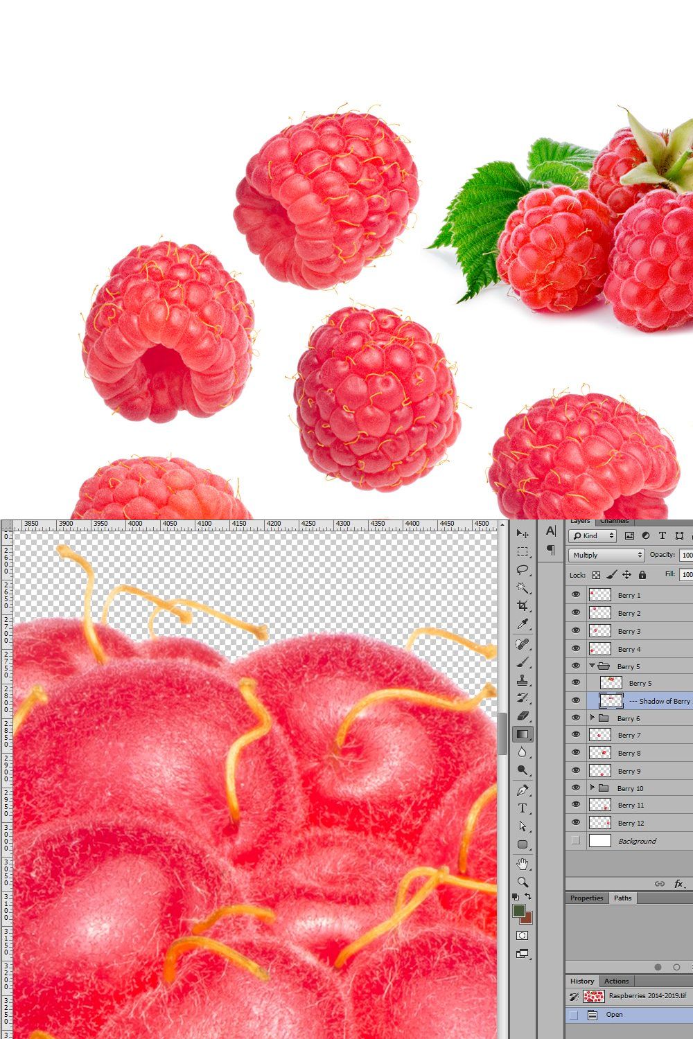 Raspberries pinterest preview image.