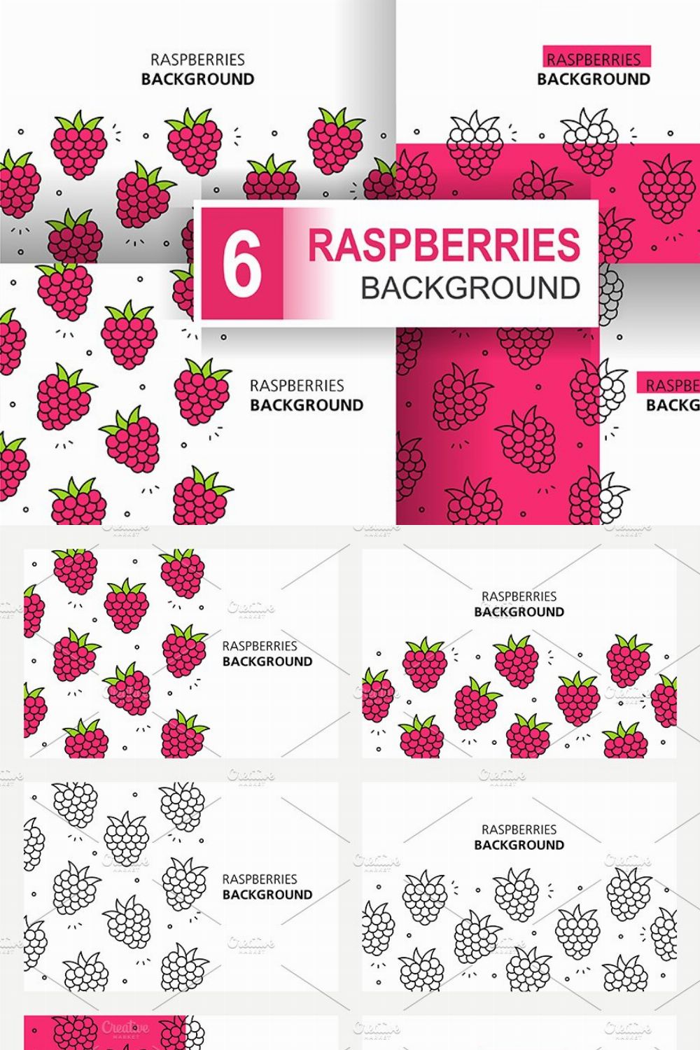 Raspberries background pinterest preview image.