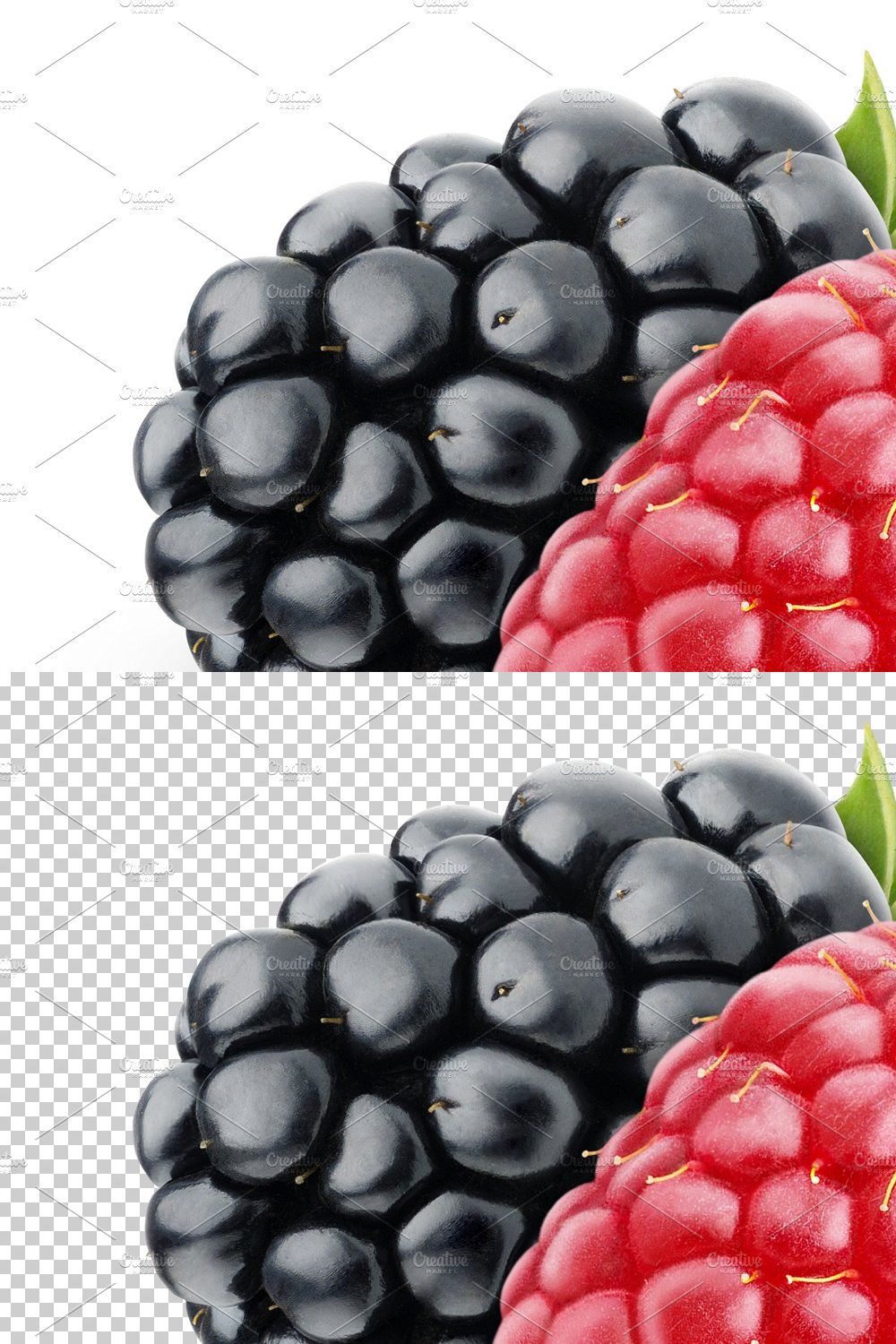 Raspberry and blackberry pinterest preview image.