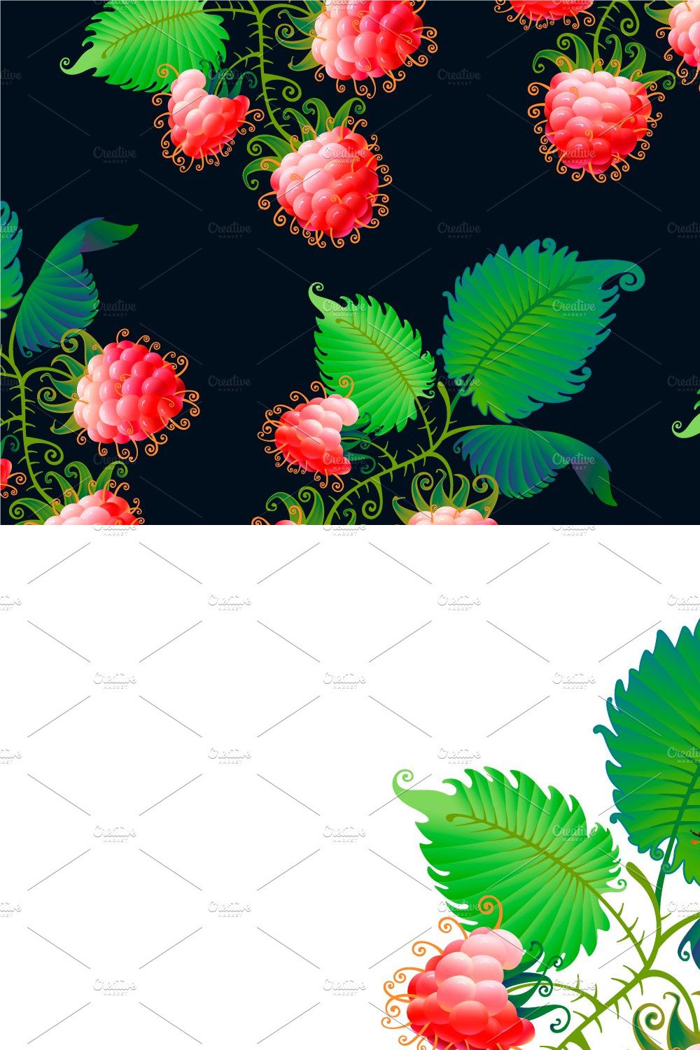 Raspberry. Art and patterns pinterest preview image.