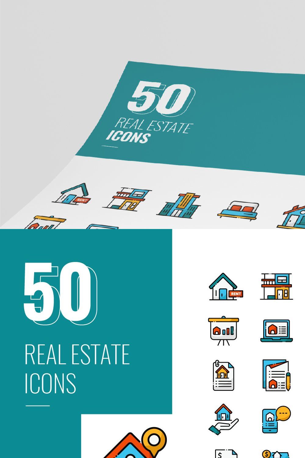 Real Estate Icons Ver. 01 pinterest preview image.