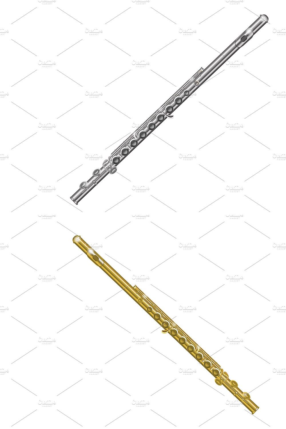 Realistic 3d Classical Flute Musical pinterest preview image.