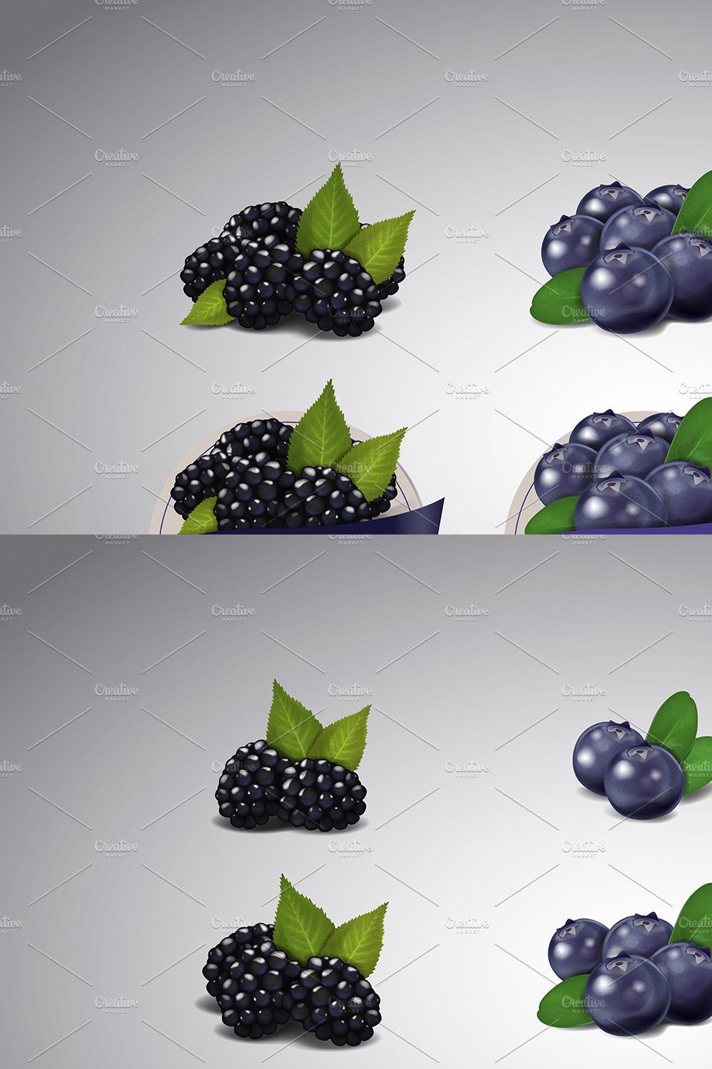 Realistic Berry labels set pinterest preview image.