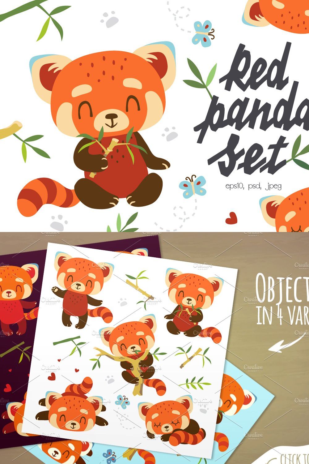 Red Panda Set pinterest preview image.