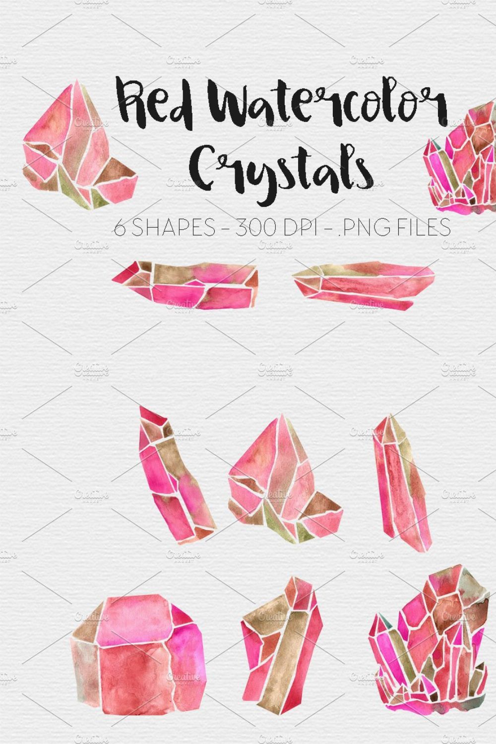 Red Watercolor Crystal Clipart pinterest preview image.