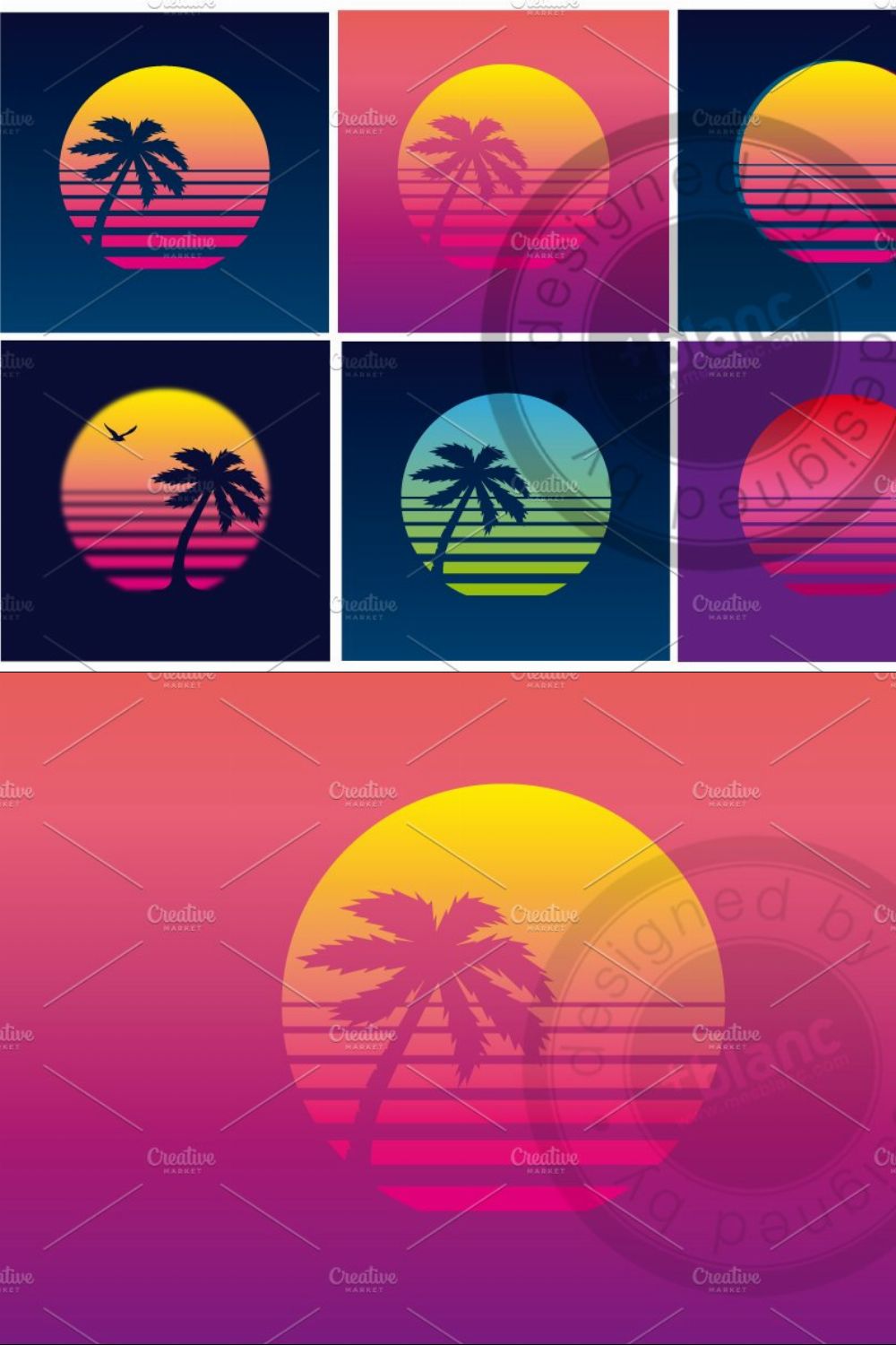 Retro Sunset pinterest preview image.