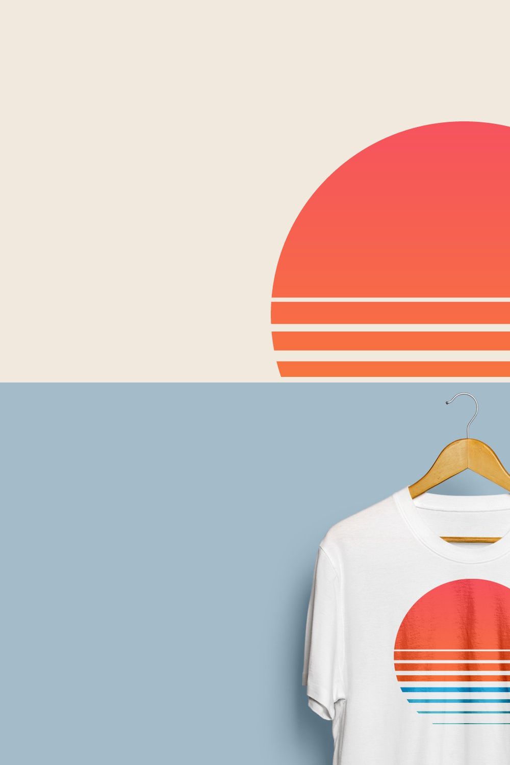 Retro sunset above the Ocean pinterest preview image.