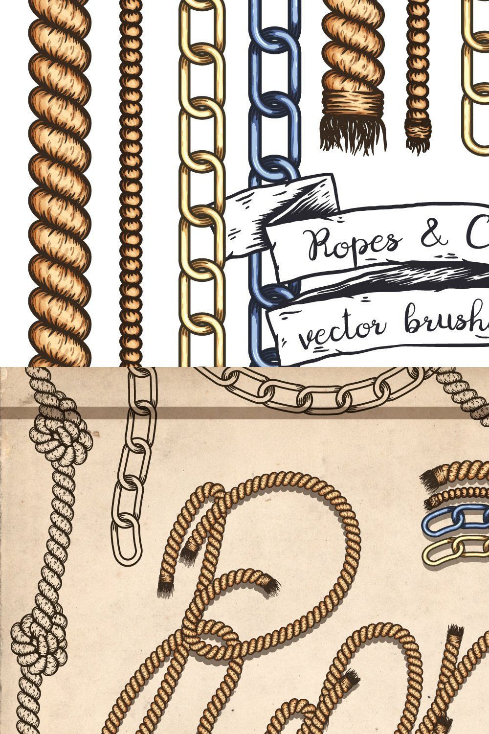 Ropes and Chains. Vector brushes. pinterest preview image.