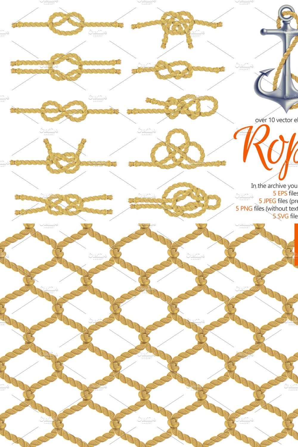 Ropes and Knots Set pinterest preview image.