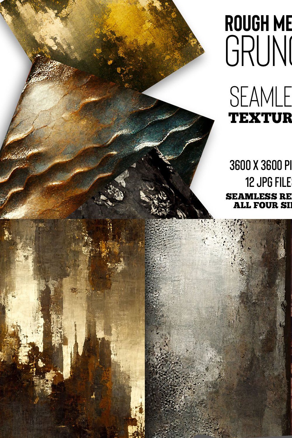 Rough Metal Grunge Seamless Textures pinterest preview image.