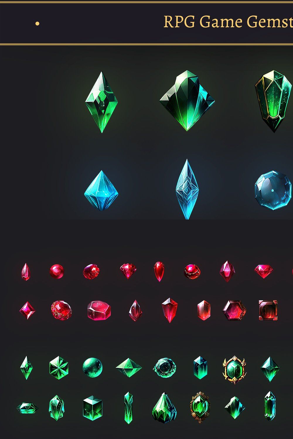 RPG Game Magic Gems Icons Set pinterest preview image.