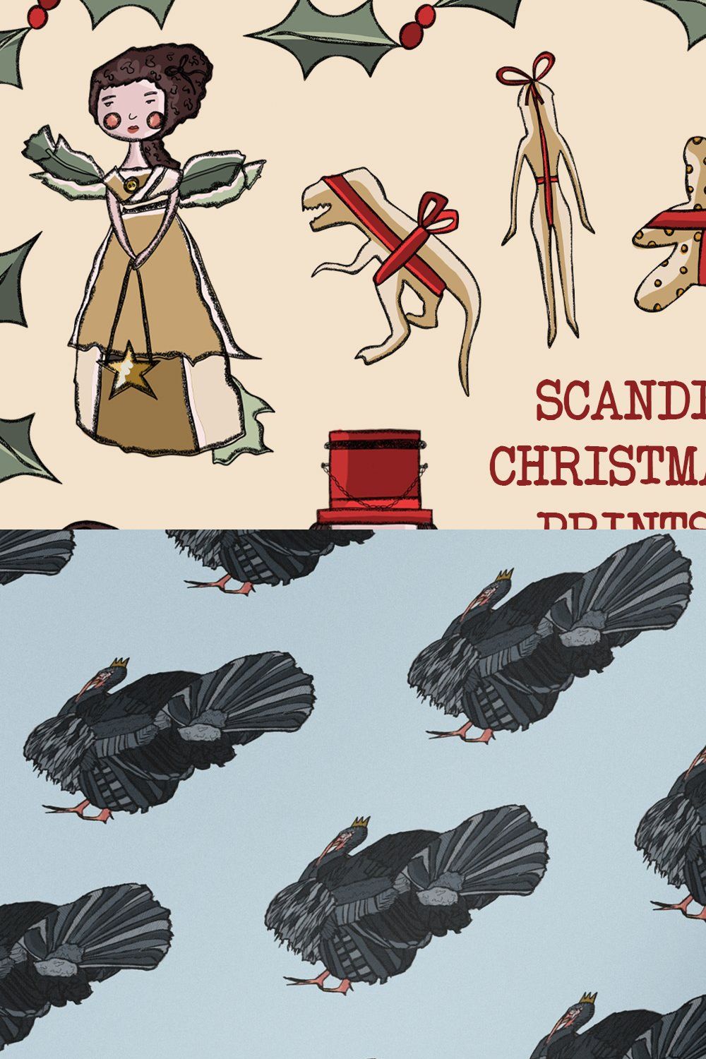 Scandi Christmas Illustrations pinterest preview image.