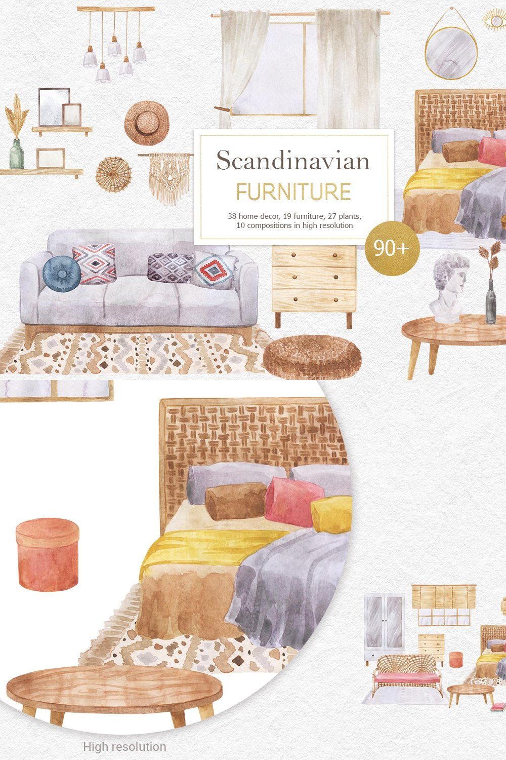 Scandinavian furniture pinterest preview image.