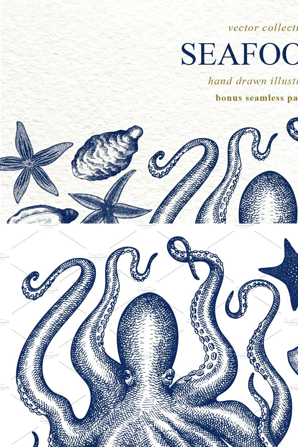 Seafood Vector Collection #2 pinterest preview image.