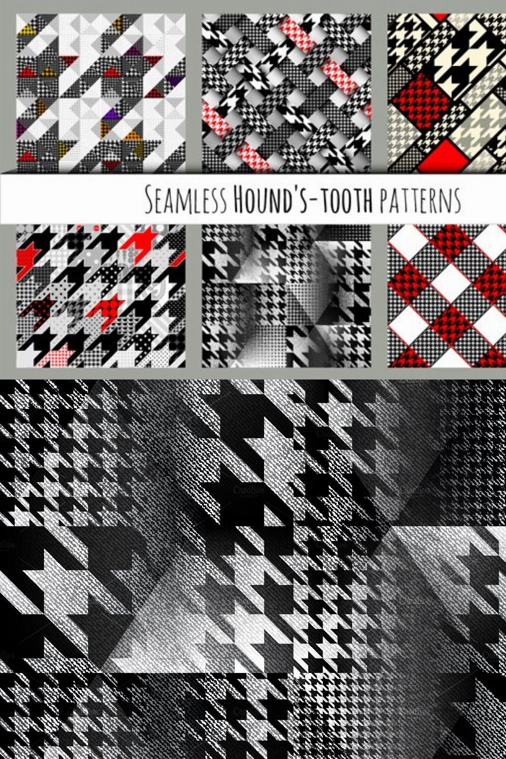 Seamless hound's-tooth patterns pinterest preview image.