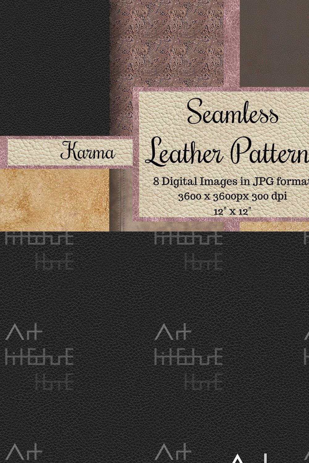 Seamless Leather Patterns - Karma pinterest preview image.