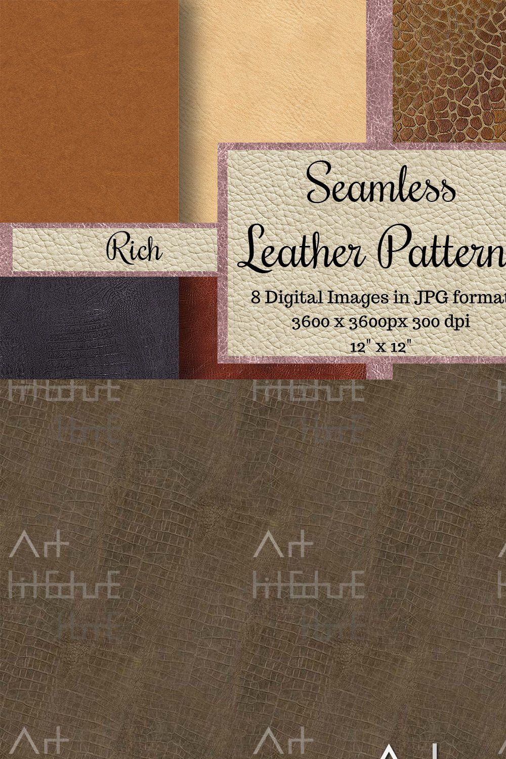 Seamless Leather Patterns Rich Pack pinterest preview image.