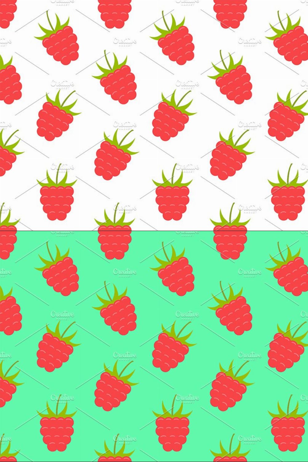 Seamless pattern with Raspberry pinterest preview image.