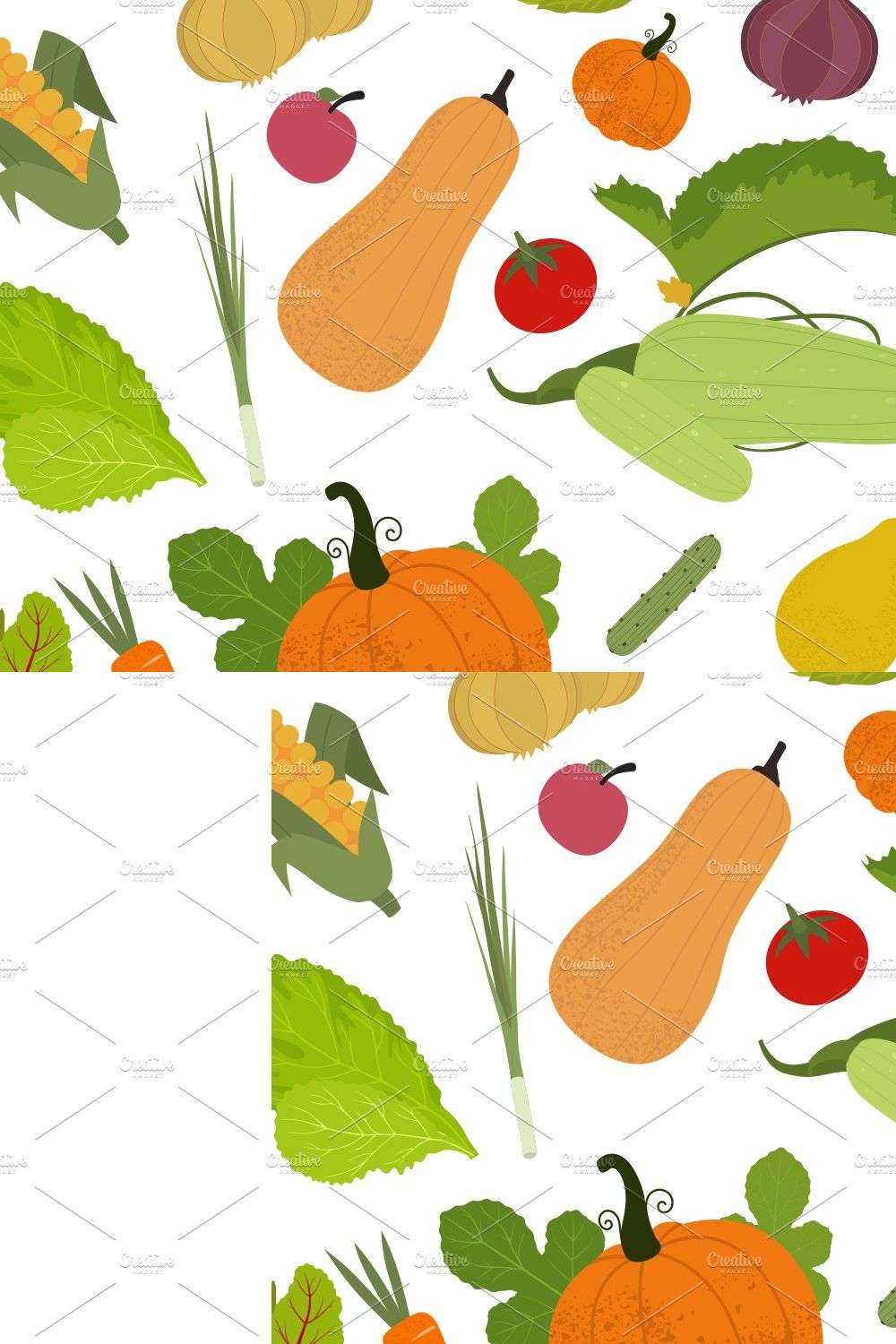 Seamless pattern with vegetables pinterest preview image.