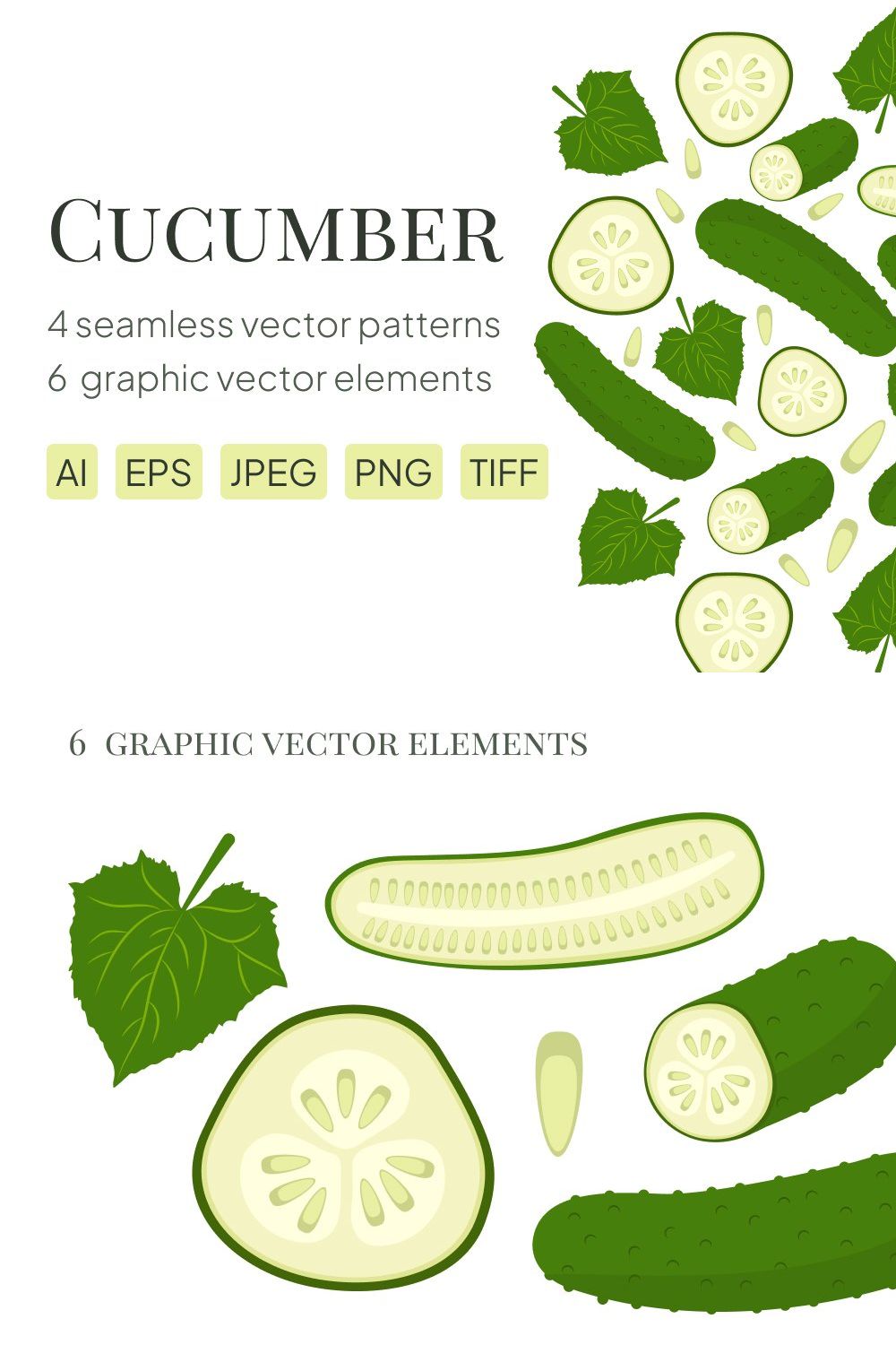 Seamless vector cucumber patterns pinterest preview image.