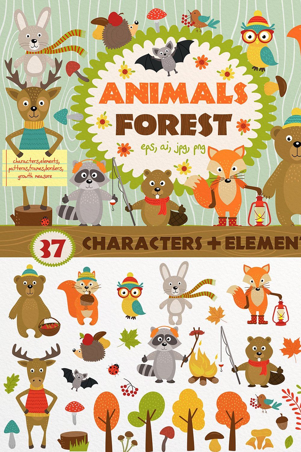 set  animals of forest pinterest preview image.